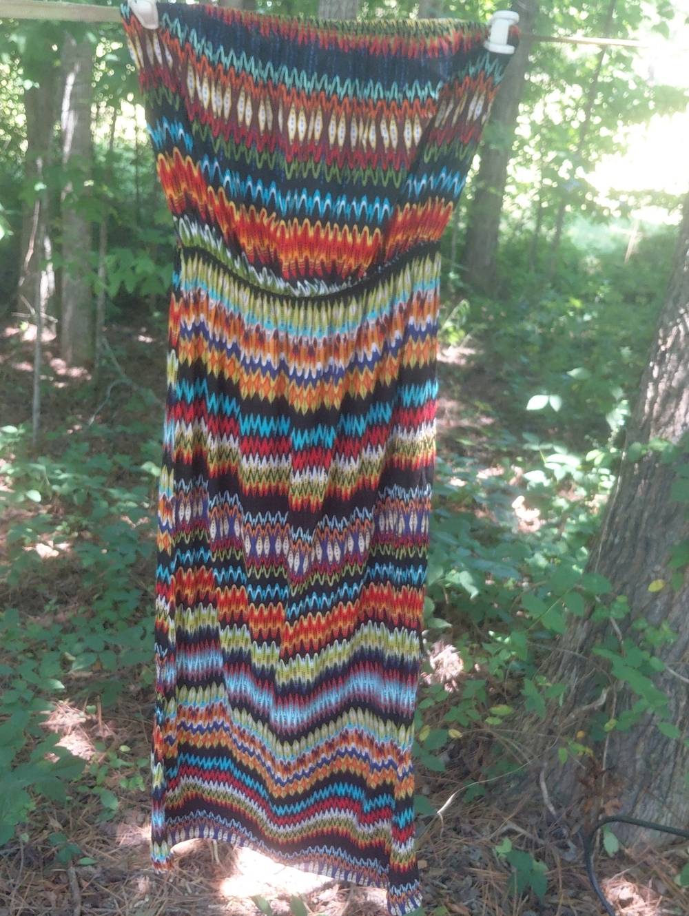 Espresso Red Blue Yellow Multicolor Chevron Tube Dress